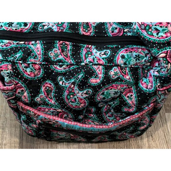 Faith Hope Love Womens Shoulder Bag Black Paisley Floral Quilted Zipper Closure - Picture 8 of 16